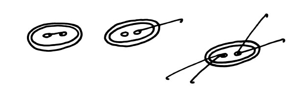 Illustration von Martina Wember: Tietz-Knöpfe, die sich nach aussen orientieren, streben